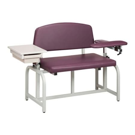 Clinton Industries Clinton 66002B Lab X Series Bariatric Blood Drawing Chair with Padded Flip Arm and Drawer 66002B